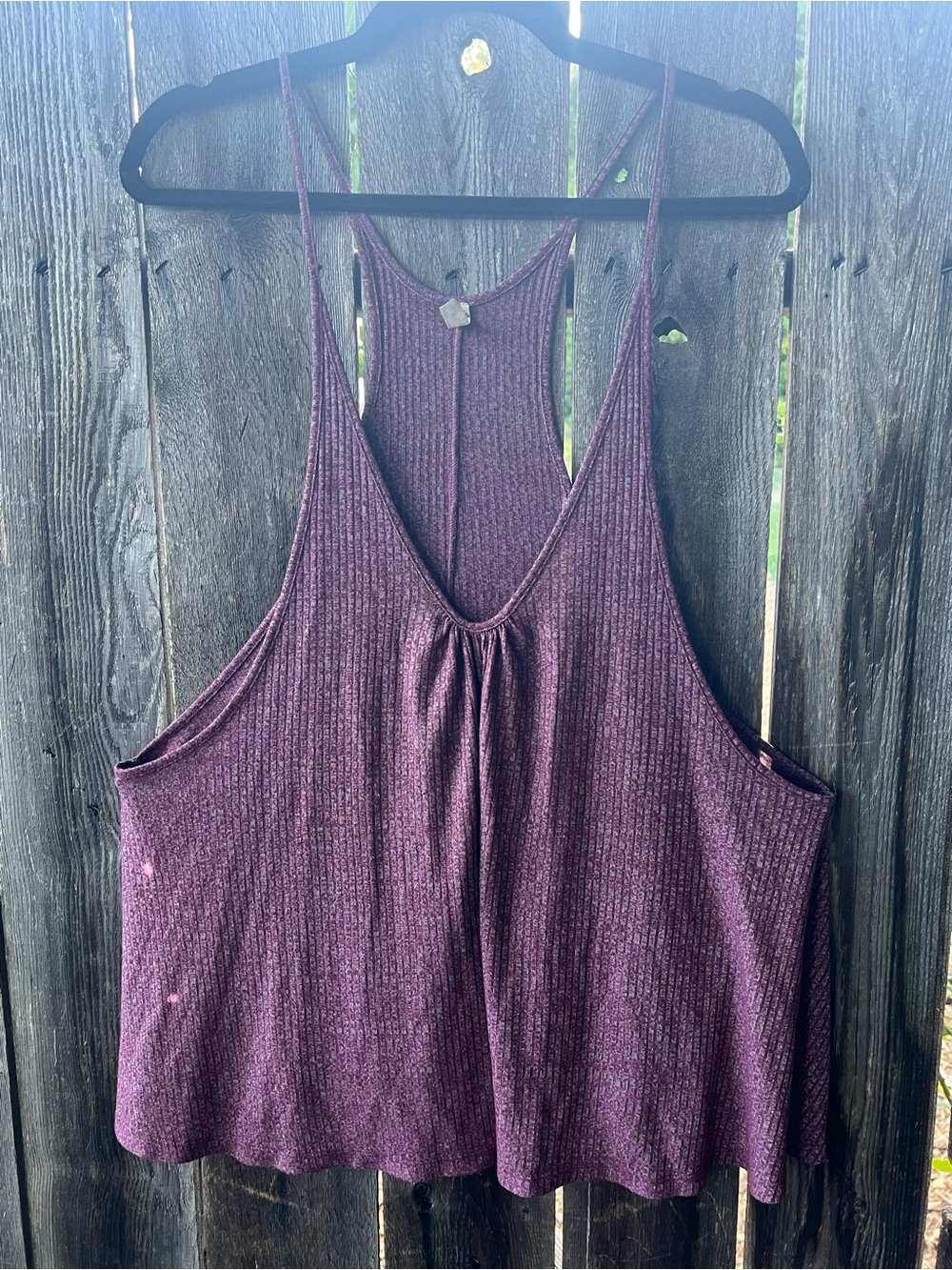 Free People Plum Ribbed Scoop Tank